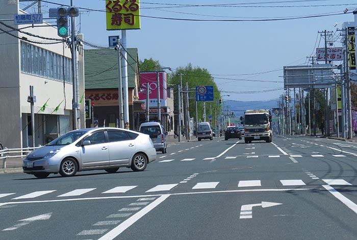 webnews今朝の北見／東６号線昭和通り交差点から奥は端野、美幌、網走、知床方面