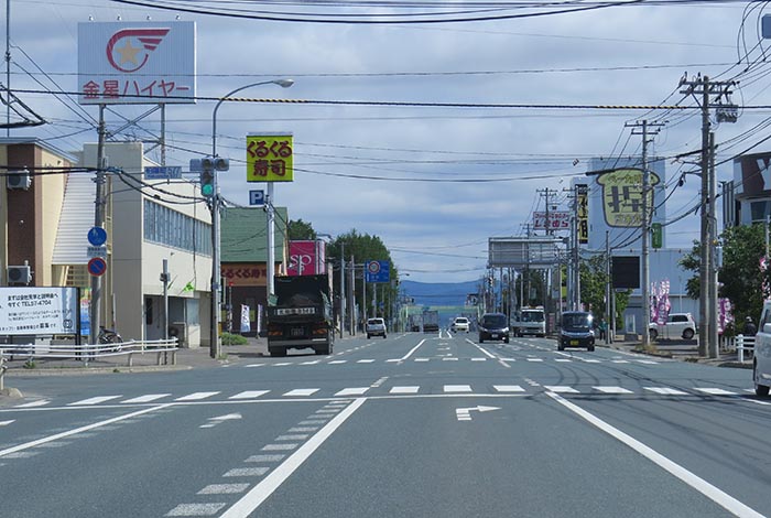 webnews今朝の北見／東６号線昭和通り交差点から奥は端野、美幌、網走、知床方面
