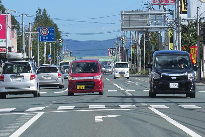 webnews今朝の北見／東６号線昭和通り交差点から奥は端野、美幌、網走、知床方面