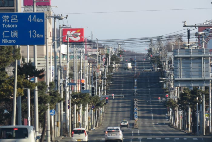 webnews今朝の北見／交差点から奥は常呂方面