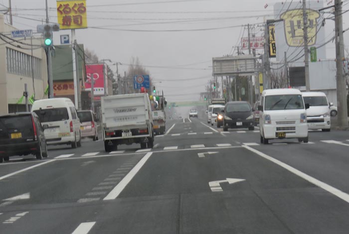 webnews今朝の北見／東６号線昭和通り交差点から奥は端野、美幌、網走、知床方面