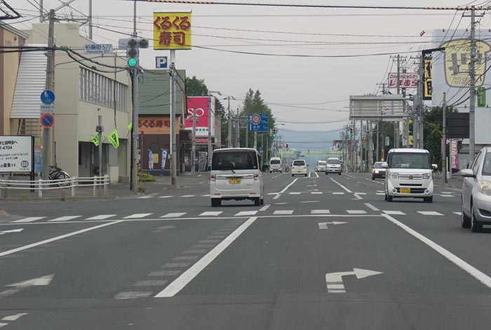 webnews今朝の北見/東6号線昭和通り交差点から奥は端野、美幌、網走、知床方面