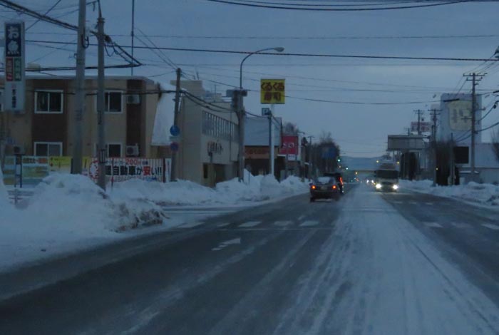 webnews今朝の北見/東6号線昭和通り交差点から奥は端野、美幌、網走、知床方面